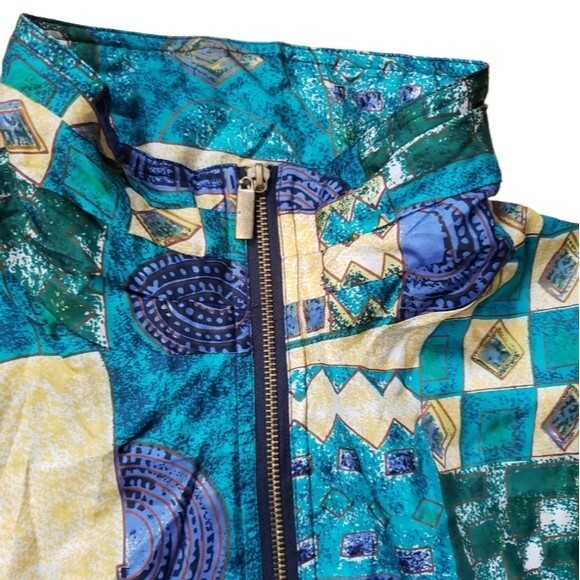 Basic Edition Windbreaker Jacket Womens L Vintage 90s Cluttercore Patchwork - Picture 8 of 9